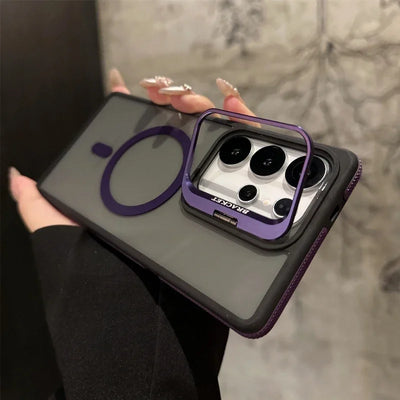 For Magsafe Magnetic Metal Lens Protection Stand Case For Galaxy Samsung S25 S24 S23 S26 Ultra Plus FE Shockproof Cover Bumper