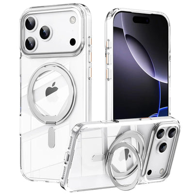Luxury For Magsafe 360 Rotating Magnetic Stand Phone Case for iPhone 17 16 15 Pro Max 14 13 12 11 Metal Ring Fold Bracket Cover