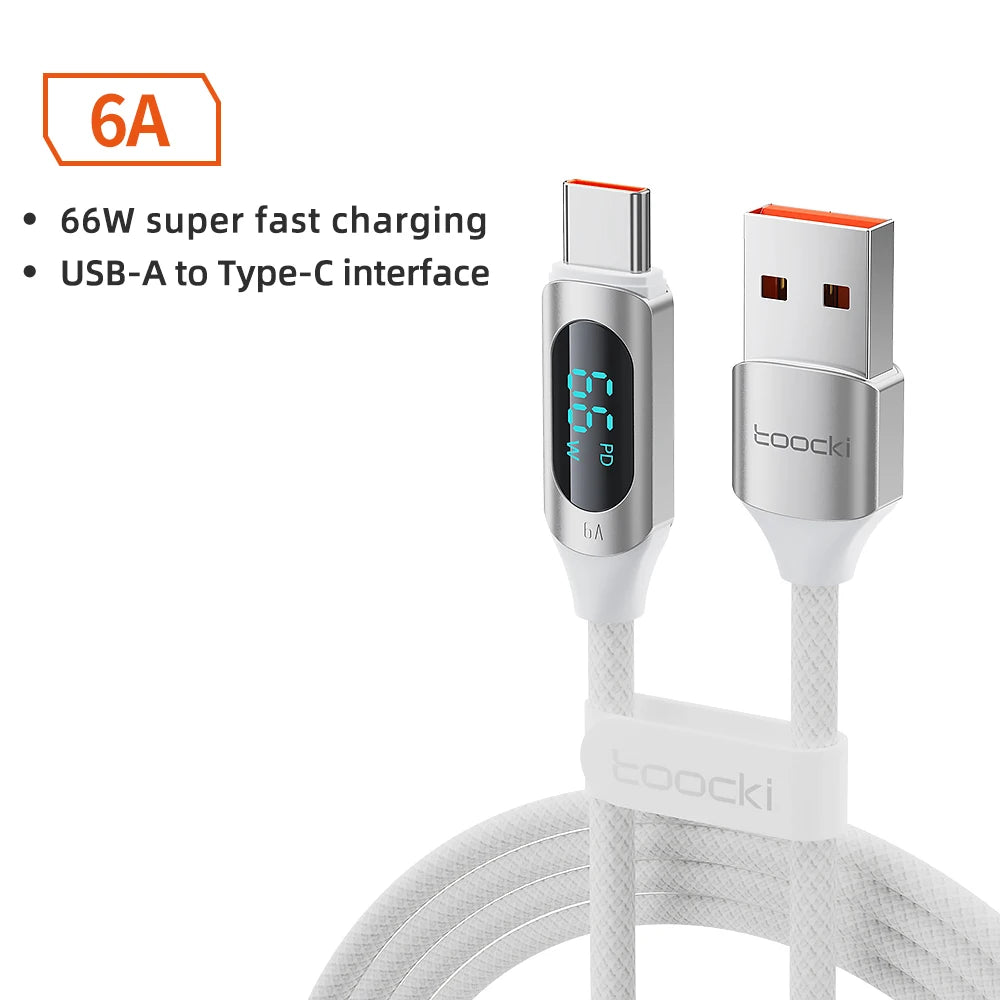 Toocki Type C to Type C Cable 100W PD Fast Charging Charger USB C to USB C Display Cable For iPhone Samsung Huawei OPPO ViVO