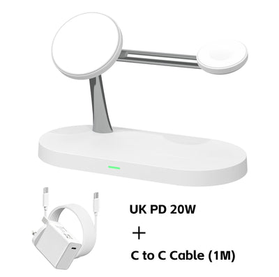 3 in 1 Wireless Charger Stand Magnetic For iPhone 12-17 Fast Charging Station for Apple Watch 11 10 9 8 7 6 5 Airpods 2 3 Pro