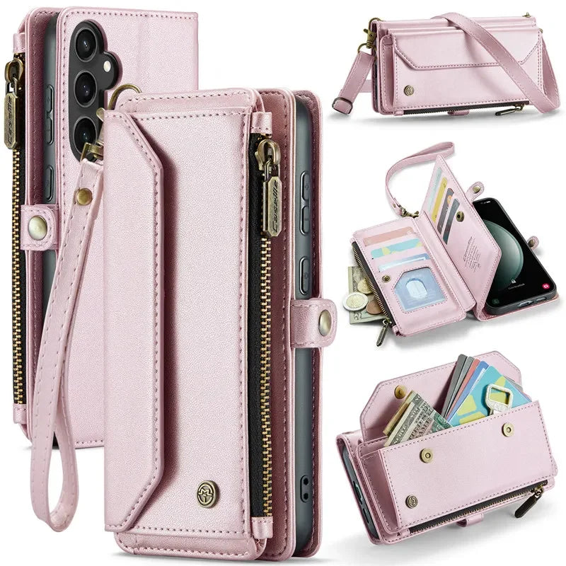 Crossbody Lanyard Wallet Case for Samsung Galaxy S26 S25 S24 Ultra S23 FE S22 Plus A17 A37 A57 A16 A36 A56 A15 A35 A55 Cover