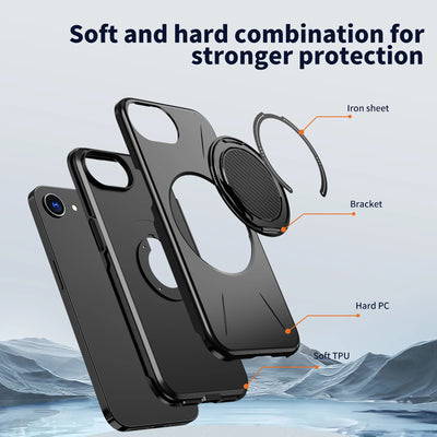 Phone Case For iPhone 17E 16E 360° Rotating Magnetic Stand Holder For Magsafe Deluxe Shockproof Bracket Covers Armor Fundas