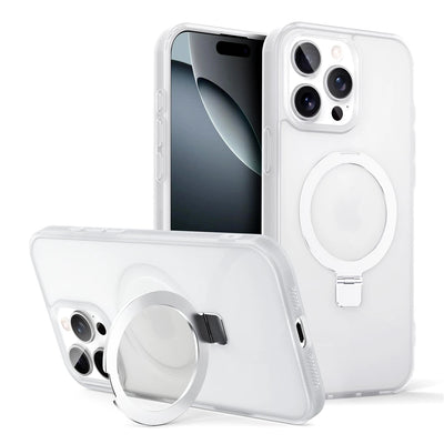 Matte Metal Ring Magnetic Phone Case for Magsafe IPhone 11 12 13 14 15 16 17 Air Pro Max Plus 17Pro KickStand Holder Cover