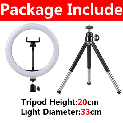 16/26/33CM LED Ring Light Photographic Selfie Ring Light With Flexible Tripod Holder For Live Video Streaming Studio Fill Lamp