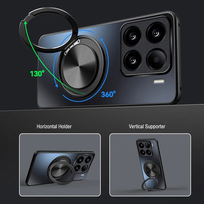 AG Matte Magnetic Case for Magsafe Xiaomi 17 Pro Max 15 14 13T 13 Pro Bracket 360° Rotating Ring Stand Holder Back Cover