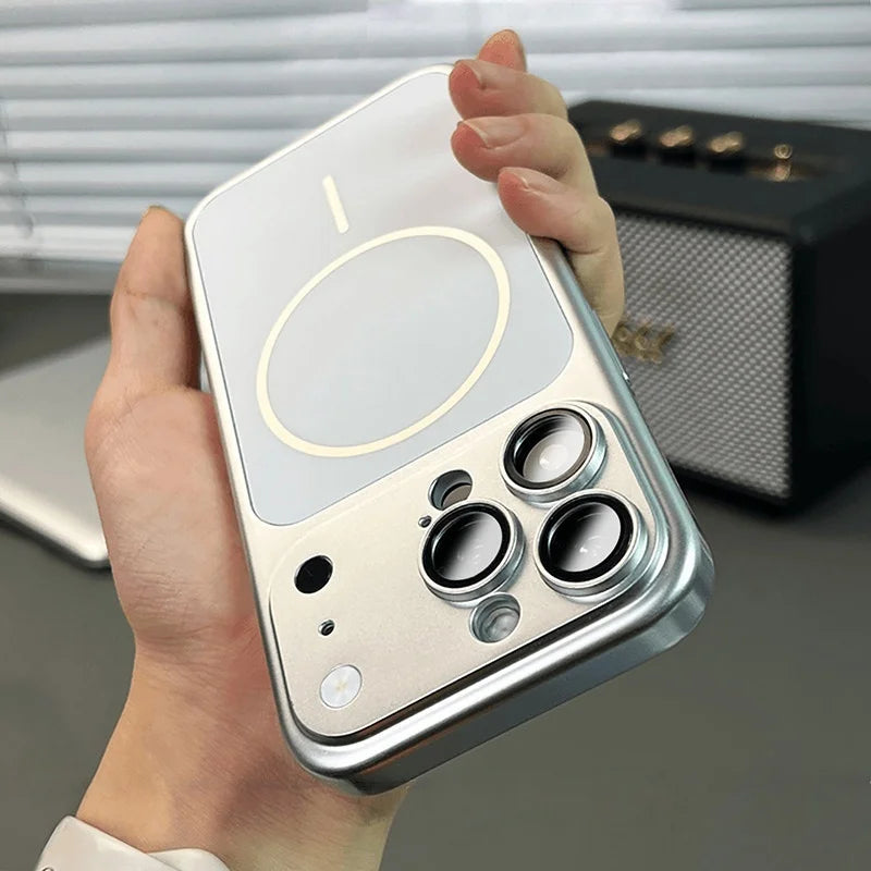 Instantly Change 17 Ultra Thin Metallic Paint Magnetic Case For iPhone 18 17 16 15 14 13 Pro Max Lens Protect For Magsafe Cover