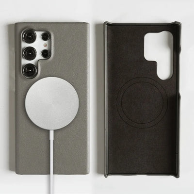 Handmade Premium Genuine Leather Magnetic Case for Samsung Galaxy S25 Ultra Case S24FE S23 S22 S21 S20 Note20Ultra Magsafe Cover