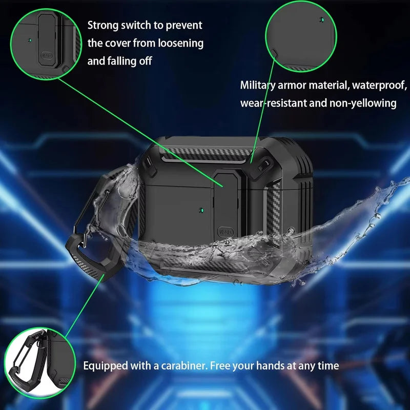 Cases For AirPods 5（2026)with Lock Clip Rugged Armor Shockproof Case For AirPods Pro 3 Protect Hard Shell For AirPods 4/5 Cases