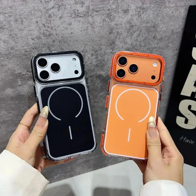 Luxury Two Tone Border Transparent Strong Magnetic Case for IPhone 18 Pro Max 17 Pro 16 15 14 13 12 Pro Max For Magsafe Cover