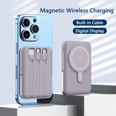 10000mAh Wireless Magnetic Power Bank Portable 22.5W Fast Charging For All Smartphones Mobile Power with Back Clip and Bracket Desktop Charger