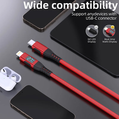 LAIHONEN USB C to Lightning 10 feet about 3 meters stepsynchronizer equipped with LED display MFi Certified for iPhone14 Pro Max