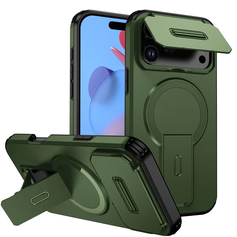 Armor Funda For iPhone 17 Pro Max Case Slide Camera Lens Protector Coque For iPhone17 Pro Air 17Pro Max Wireless Charging Cover