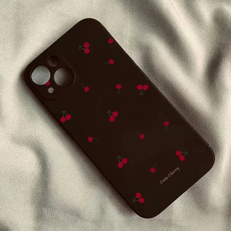 Cute Cherry Phone Case For iPhone 17 16 15 14 13 12 11 Pro Max Mini SE 7 8 Plus 17E Shockproof Non-Slip Soft Cover Shell Fundas