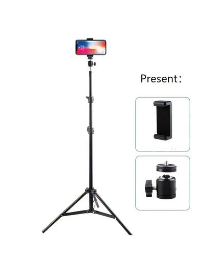 1pc 63-inch With Foldable Tripod & Phone Holder Clip 160.02 Cm Multifunctional Tripod, Tripod For Phone And Camera