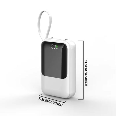 10000mAh Portable Power Bank for Universal Devices Super Fast Charging with Built-in Cable Large Capacity Power Bank for All Smartphones