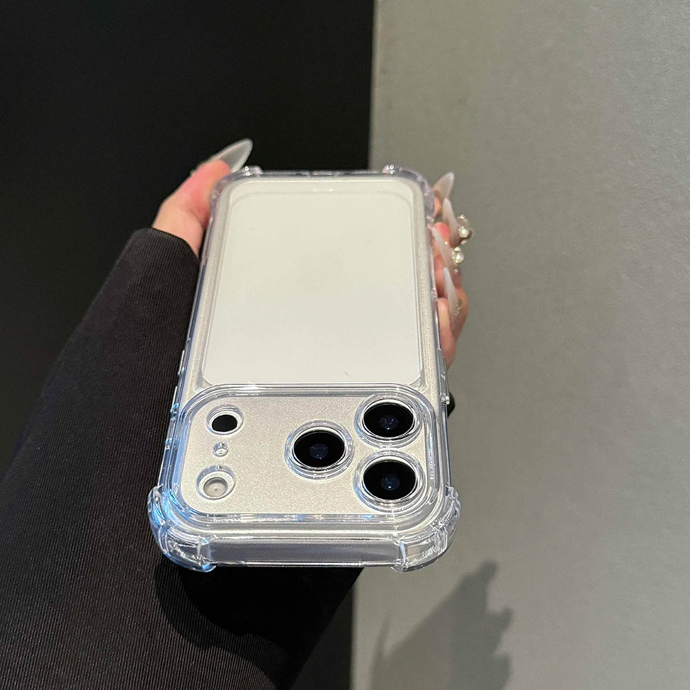 Luxury Hybrid Case For iPhone 17 16 15 14 13 12 11 Pro Max Plus Shockproof Clear Cover with Hard PC Back and Soft Silicone Edge