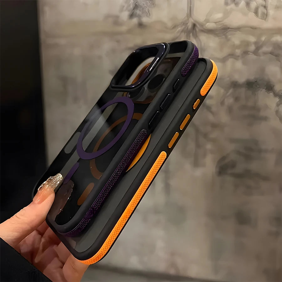 Anti-Slip Magnetic Bracket Phone Case | Compatible with iPhone 17,16,15,14,13,12,11/Pro/Pro Max/Air/Plus and Galaxy S22,S23,S24,S25,S26 Ultra/FE/Plus Series | All-in-One Design with Wireless Charging + Shockproof + Built-in S