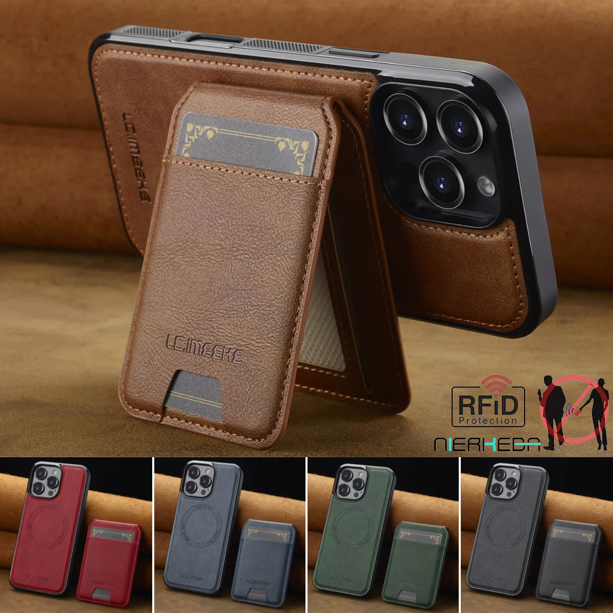 2 In 1 Detachable Leather Case For iPhone 18 16 17 16E 15 14 13 12 11 Pro XS Max 17E Air XR 8 Plus SE Card Pocket Magnetic Cover