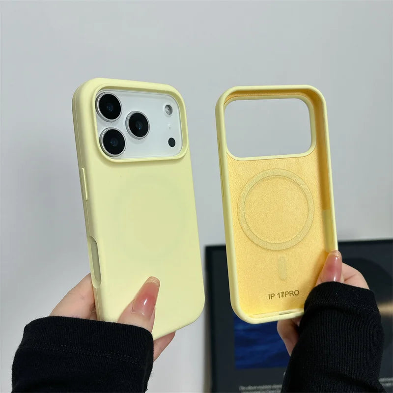 Magnetic Liquid Silicone Case for iPhone 18 17 Pro 17 Pro Max 16 15 14 For Magsafe Big Camera Hole Cover Shockproof Protective