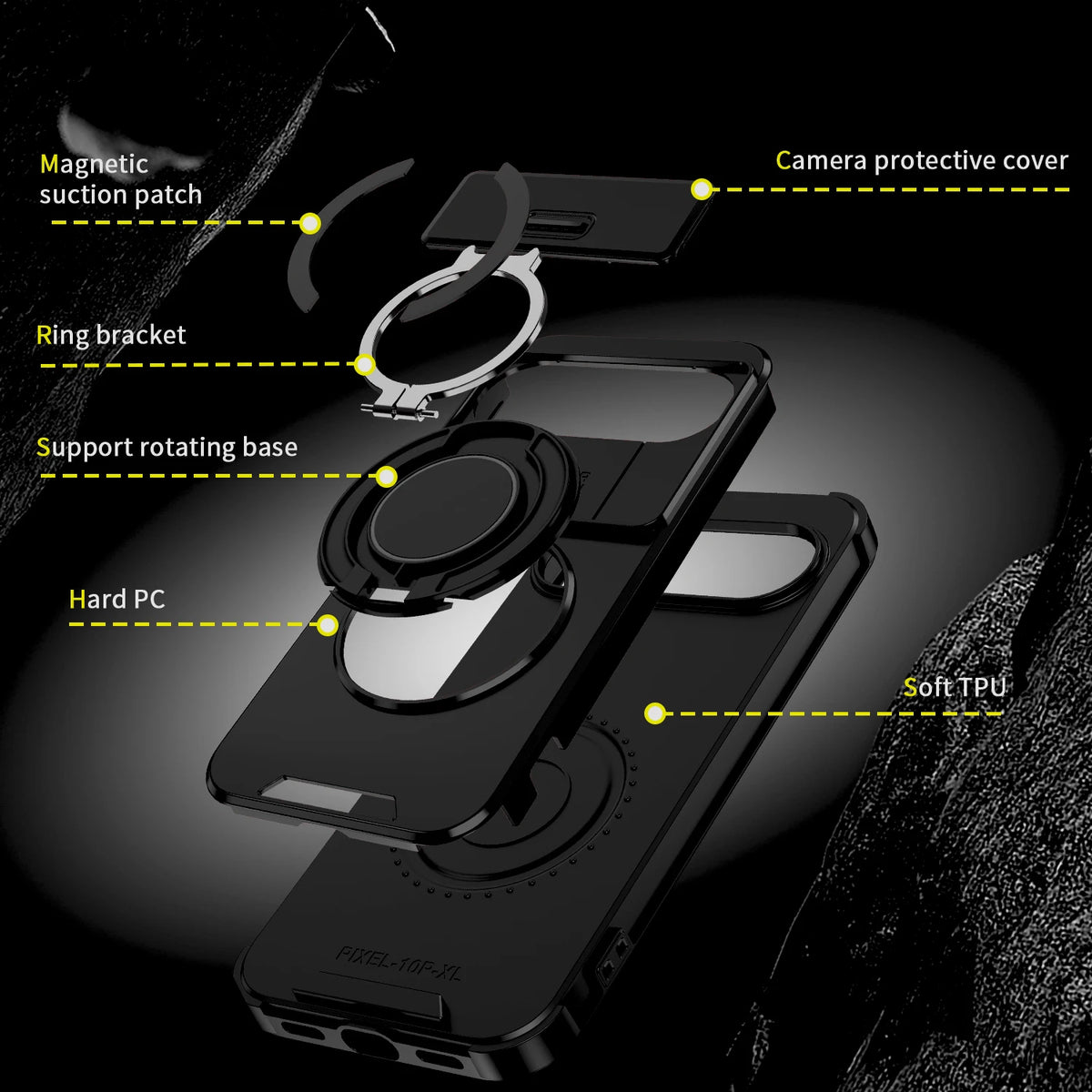Luxury Shockproof Armor Case For Google Pixel 11 10 9 7 Pro XL 8A 9A 8Pro 11Pro Anti-fall Support Car Mount Adsorption Cover