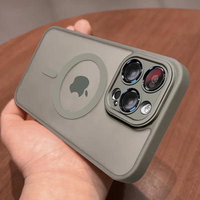 Magnetic Luxury Matte Translucent Armor Shockproof Case For iPhone 16 15 14 13 12 17 18Pro Max For Magsafe Wireless Charge Cover