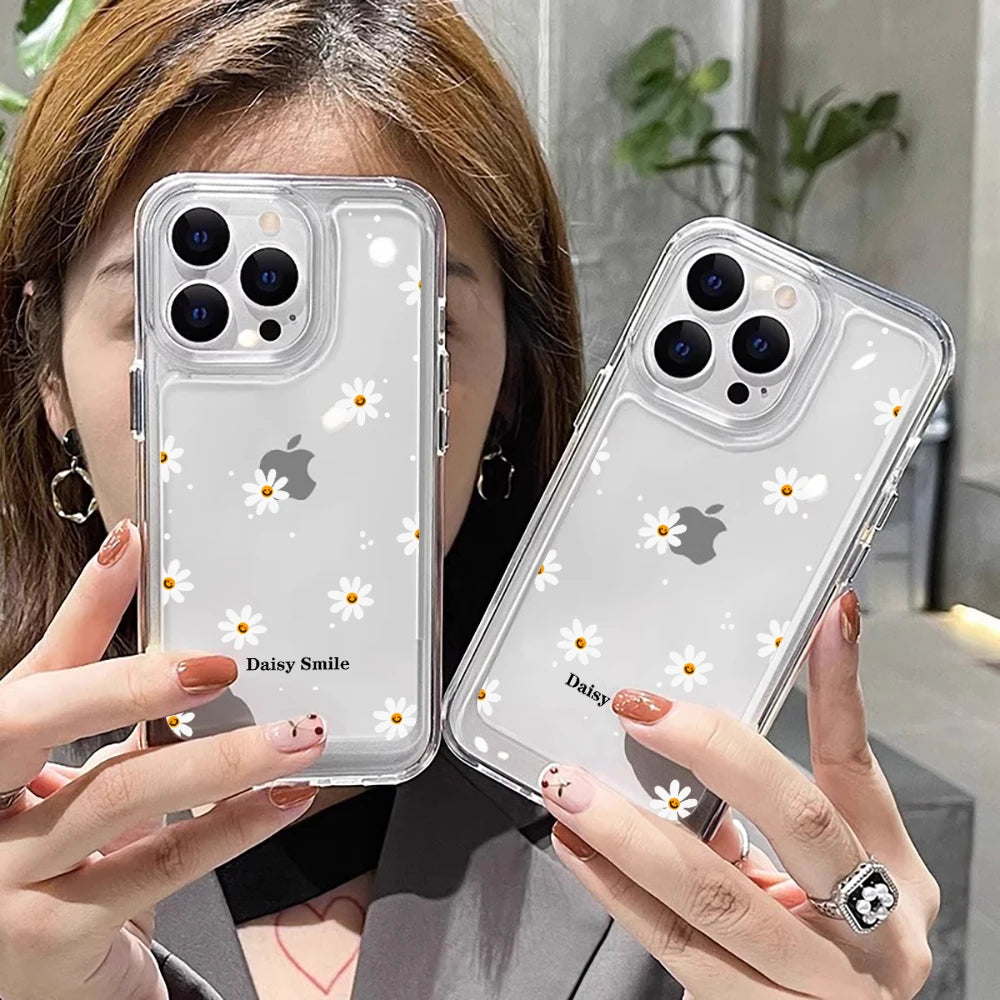 Fashion Flower Daisy Luxury For Samsung Galaxy S21 S25 S24 Ultra S22 FE S23 Plus A55 A56 5G A16 A35 Transparent Soft Clear Funda