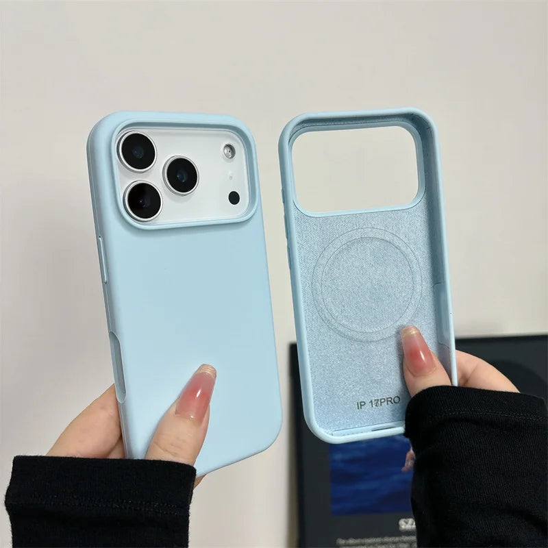 Magnetic Liquid Silicone Case for iPhone 18 17 Pro 17 Pro Max 16 15 14 For Magsafe Big Camera Hole Cover Shockproof Protective