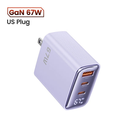 Toocki 67W GaN Charger Digital Display Quick Charge 4.0 3.0 Fast Type C USB Charger for Laptop iPhone Samsung Xiaomi Realme POCO