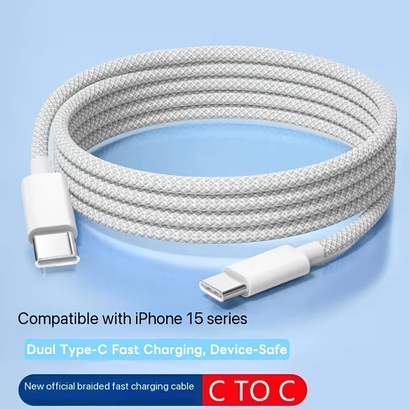 5 Sets 3.3FT/1M Fast Chargers Kit with 60W Dual Port USB-C Charging Blocks And USB-C to C Braided Data Cables for iPhone 16/15 Series iPad Pro/iAir & Android Phones
