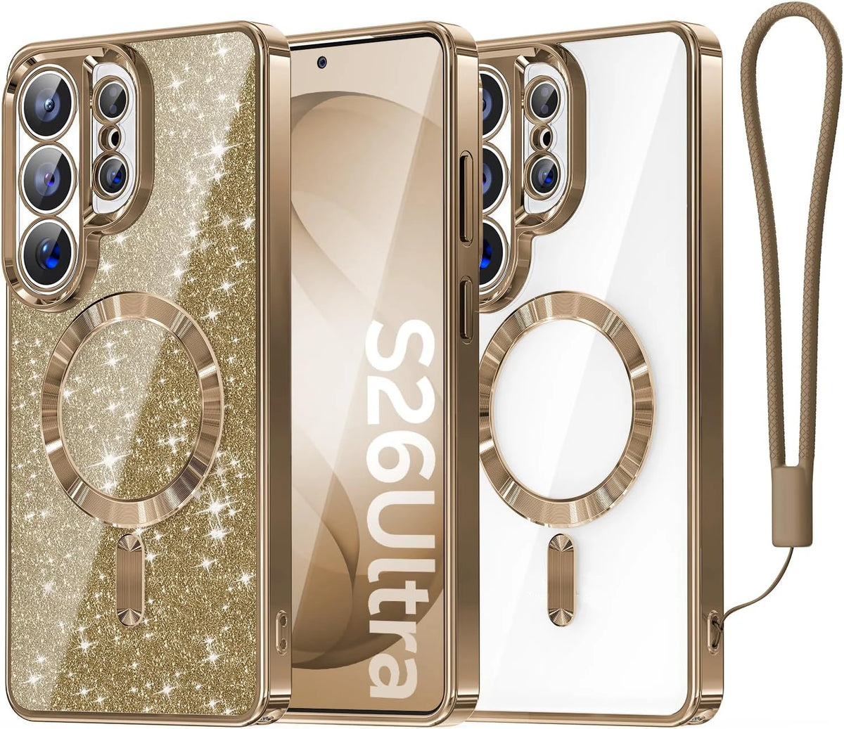 Magnetic Protective Case for Samsung Galaxy S26 Ultra S25+ MagSafe Detachable Flash Card And Wristband Lens Protective Case