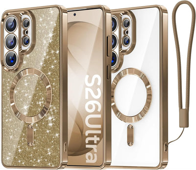 Magnetic Protective Case for Samsung Galaxy S26 Ultra S25+ MagSafe Detachable Flash Card And Wristband Lens Protective Case