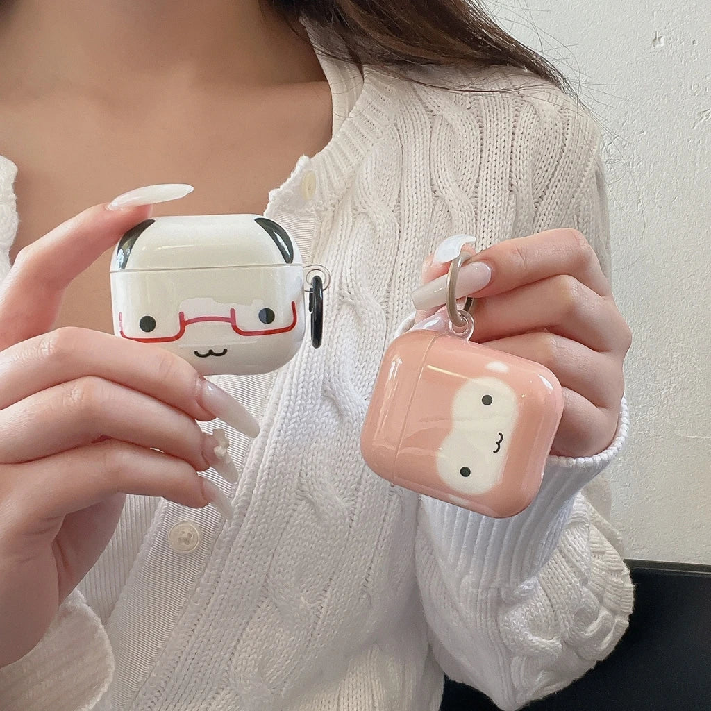 Fun Cute Monkey Panda Glasses With Hook Shockproof Protective Earphone Cover Case for AirPods 1 or 2 3 4 5 Pro 2 Pro 3