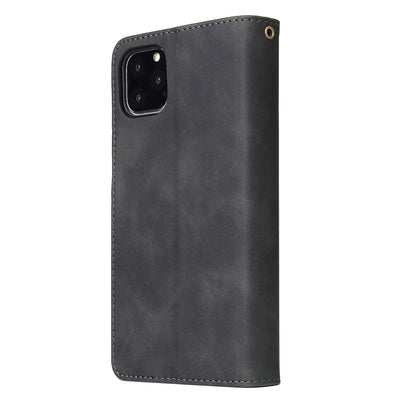 Premium Leather Wallet Case For iPhone 16 15 14 13 12 11 17 Pro Max Plus 17Air 16e Zipper Wallet Card Slots Magnetic Flip Cover