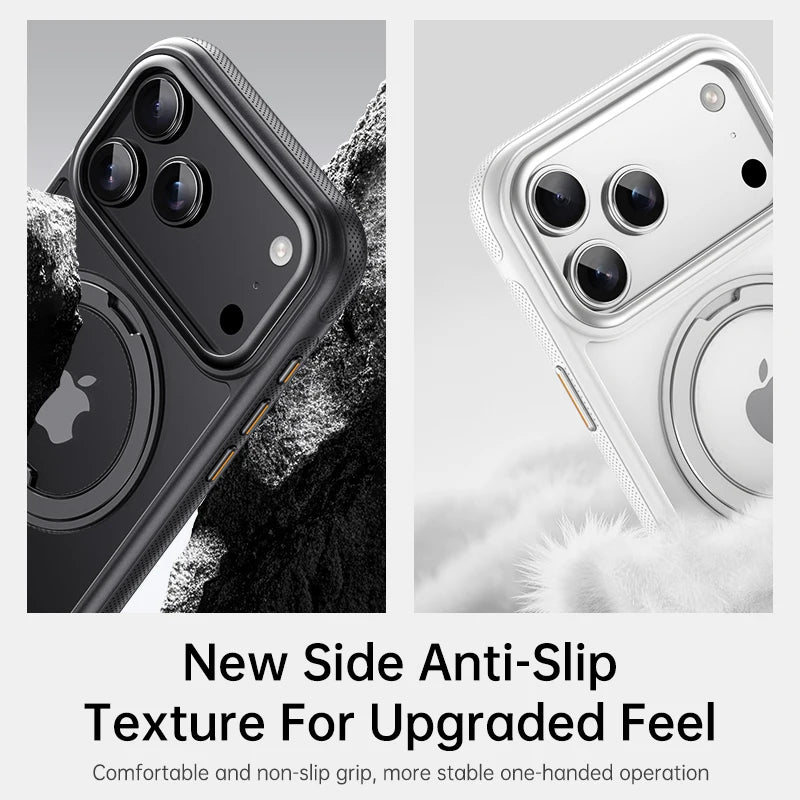 Transparent Magnetic Case for iPhone 17 Air 16 Plus 15 14 13 18 17 Pro Max 16e 360° Rotating Ring Holder Kickstand Cover LMD003