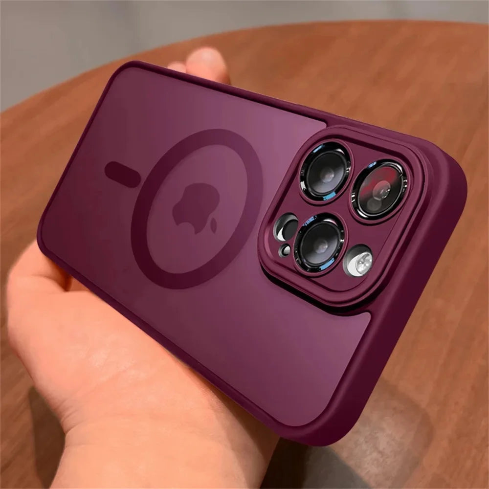 Lens Protection Case For iPhone 11 12 13 Proa Mx mini 15 16 Plus iPhone 16 15 14 Matte Translucent Magsafe Wireless Charge Cover