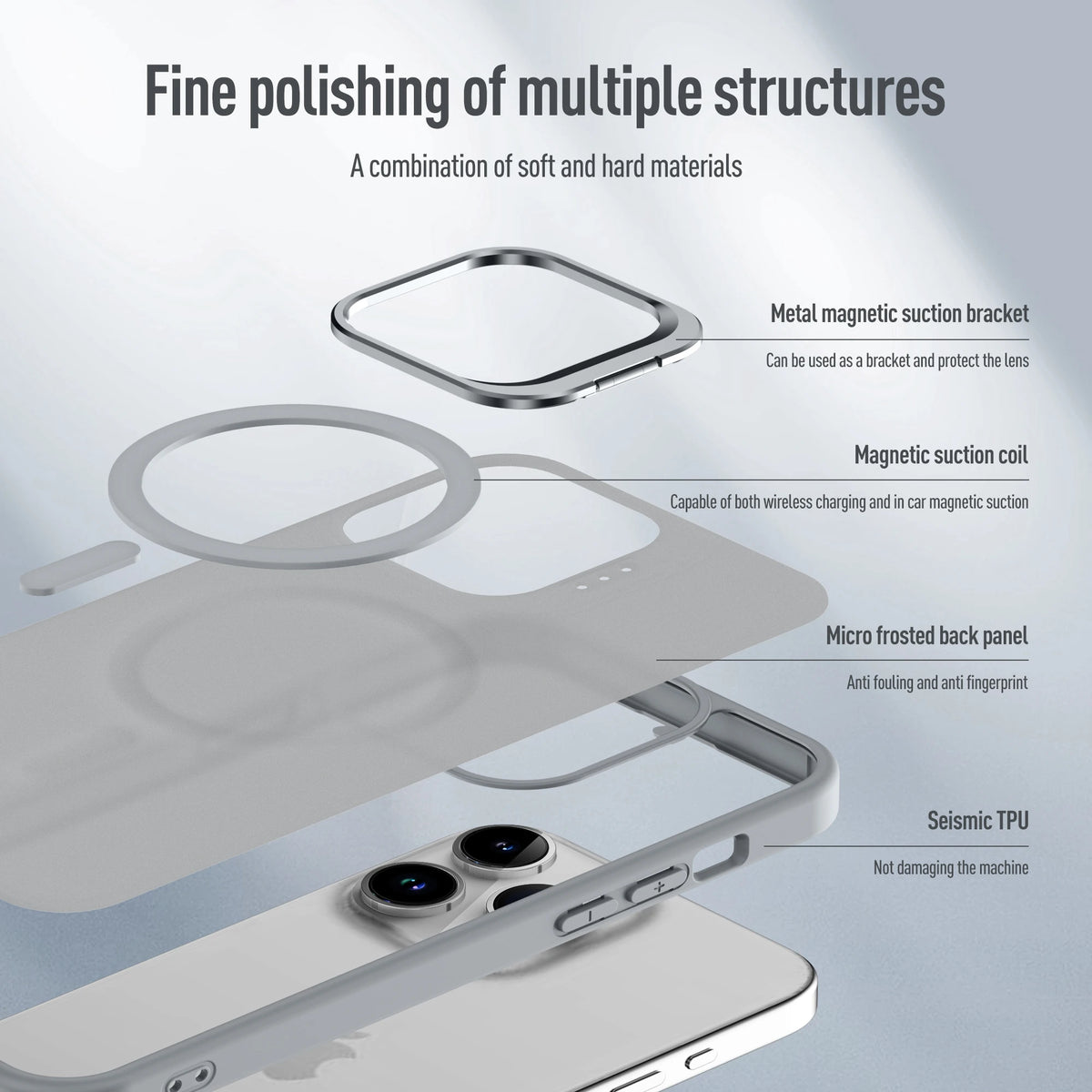 Metal Lens Stand Magnetic For Magsafe Case For iPhone 18 17 Air 16 15 14 13 12 Mini 11 Pro Max Plus Matte Wireless Charge Cover