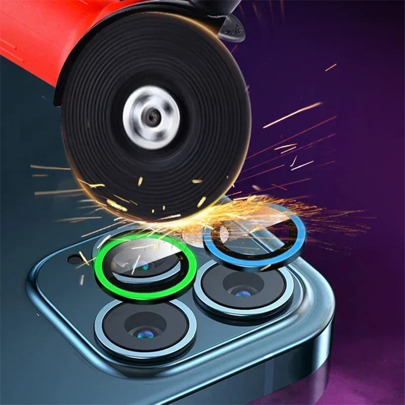 Luminous Metal Ring Tempered Glass Camera Lens Protector for IPhone 16 15 14 13 11 Pro Max Plus 12 Mini 16Pro Lens Film Cover