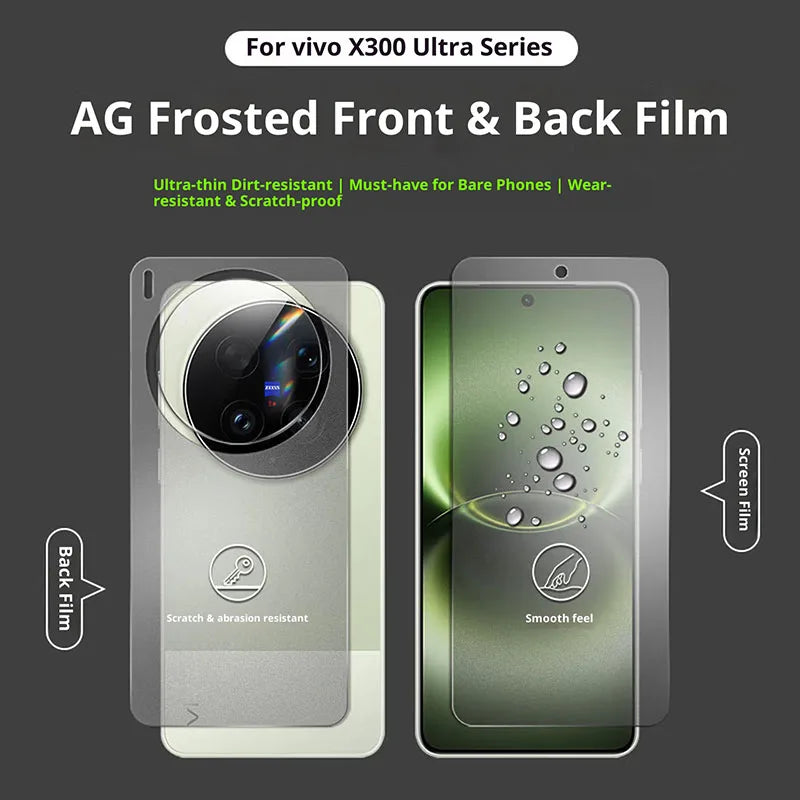 Full Cover Front Back Matte Hydrogel Film for vivo X300 Ultra X300 Pro Screen Protector TPU Film for vivo X300 No Glass