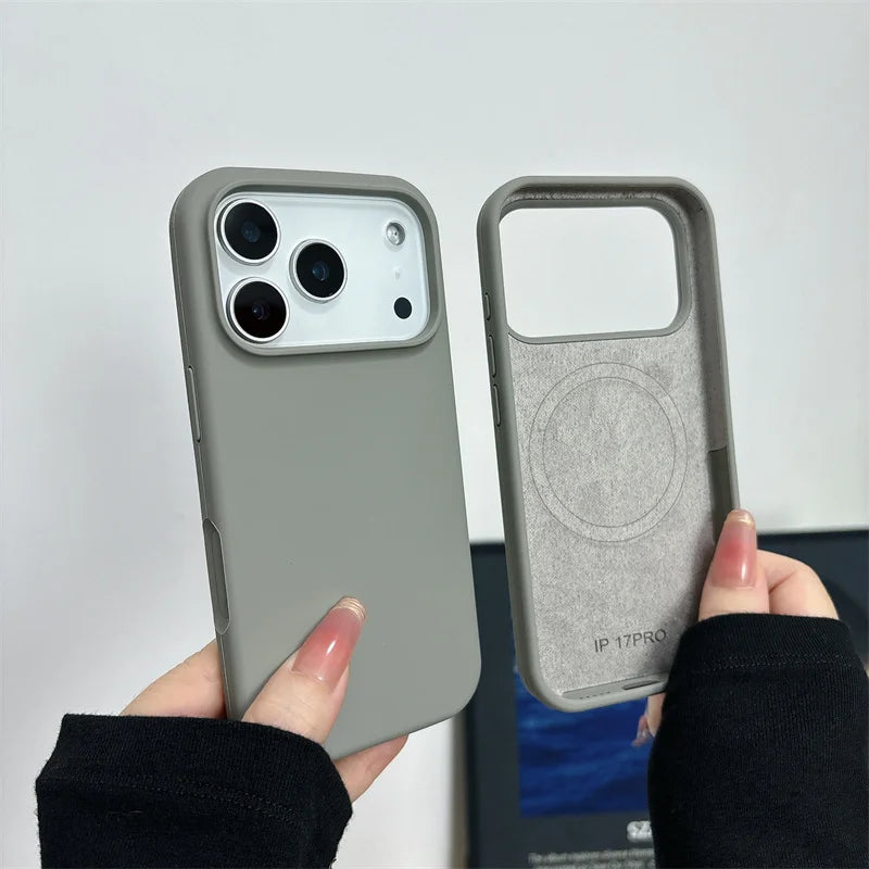Magnetic Liquid Silicone Case for iPhone 18 17 Pro 17 Pro Max 16 15 14 For Magsafe Big Camera Hole Cover Shockproof Protective