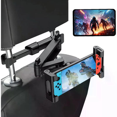 Car Headrest Tablet Phone Holder, Telescopic Adjustable 360 °   Rotatable Stand, for 6.0‑10.3 Inch Smartphones & Tablets, Rear‑Seat Entertainment Car Accessory, Black