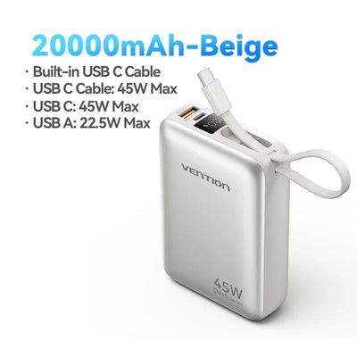 Vention CCC 45W 20000mAh Power Bank Fast Charging Portable Charger for iPhone 18 Pro Max Samsung Galaxy Battery 3C Powerbank