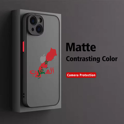 Moroccan Passport Map Matte Transparent For iPhone Case 17 16 15 14 13 12 11 Pro XR XS Max 7 8 Plus Anti-Drop Phone Y2K Cover