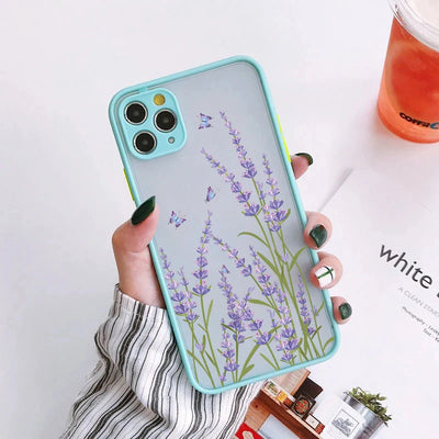 Painted Flower Phone Case For iPhone 15 13 14 12 11 Pro Max Mini 7 8 Plus SE Mini Shockproof Matte Hard Back Cover Shell Fundas