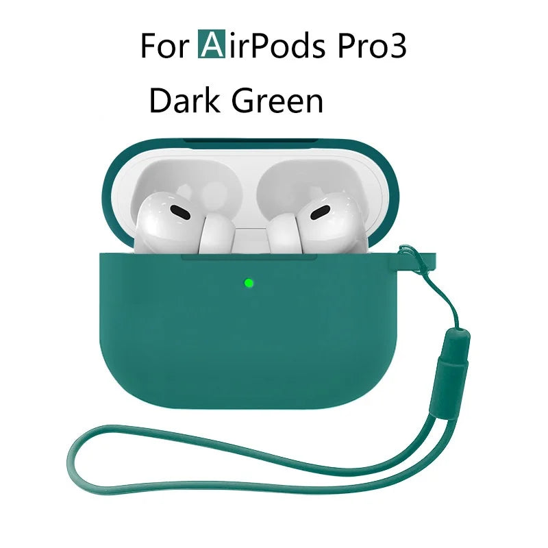 for AirPods Pro 3 2025 New Case Full Protective Soft Silicone Shockproof Case with Keychain for AirPods Pro 3 Case for Men Women