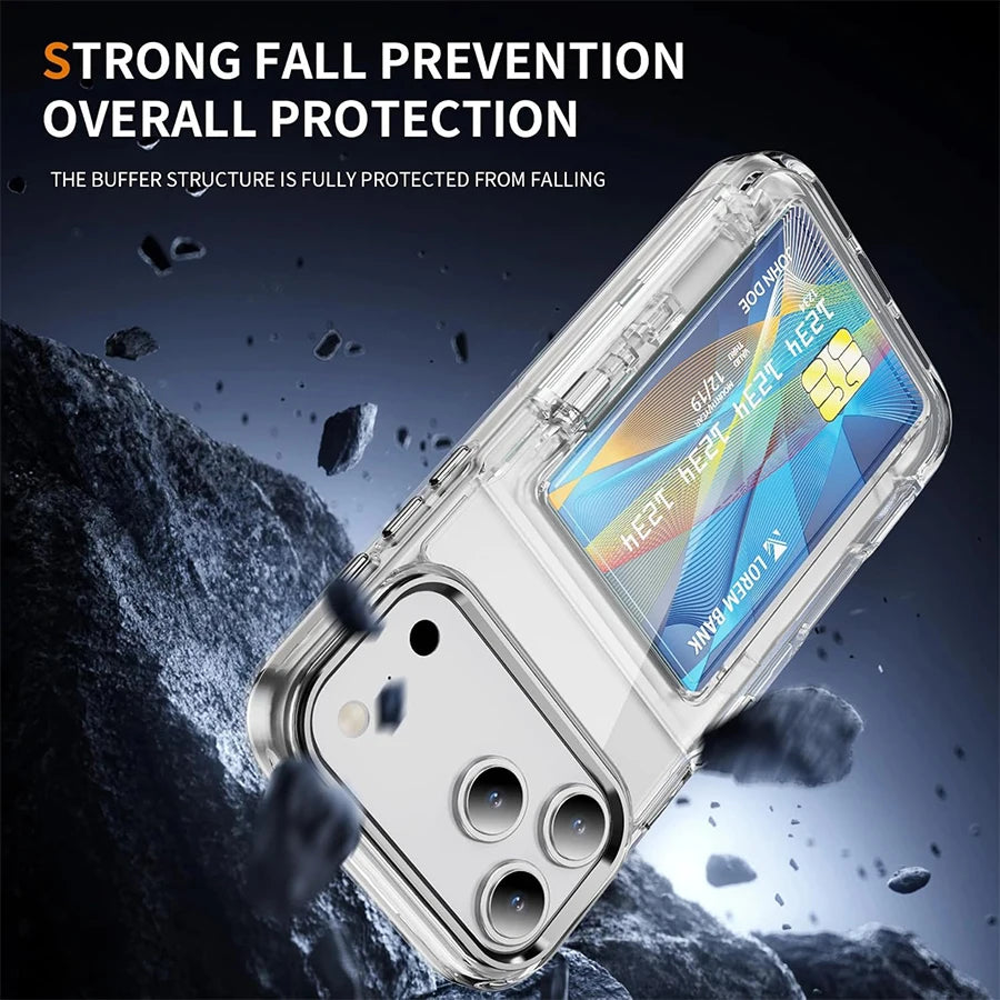 Clear Card Slot Phone Case - Soft Protective Wallet Case with Bank Card Sleeve for iPhone 18,17,16,15,14,13,12,11,XR/Air/Plus/Pro/Pro Max Series, With Full-Body Double Protection.