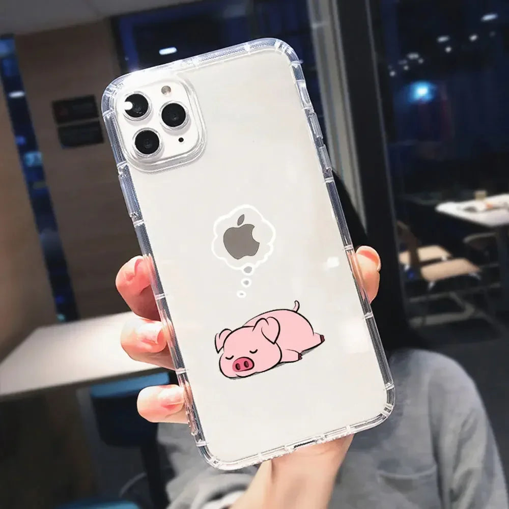 Funny Animal Couple Phone Case for iPhone 17 16 11 12 14 13 15 Pro Max Mini SE4 7 8 Plus 17E Clear Cover Cute Panda Sloth Funda