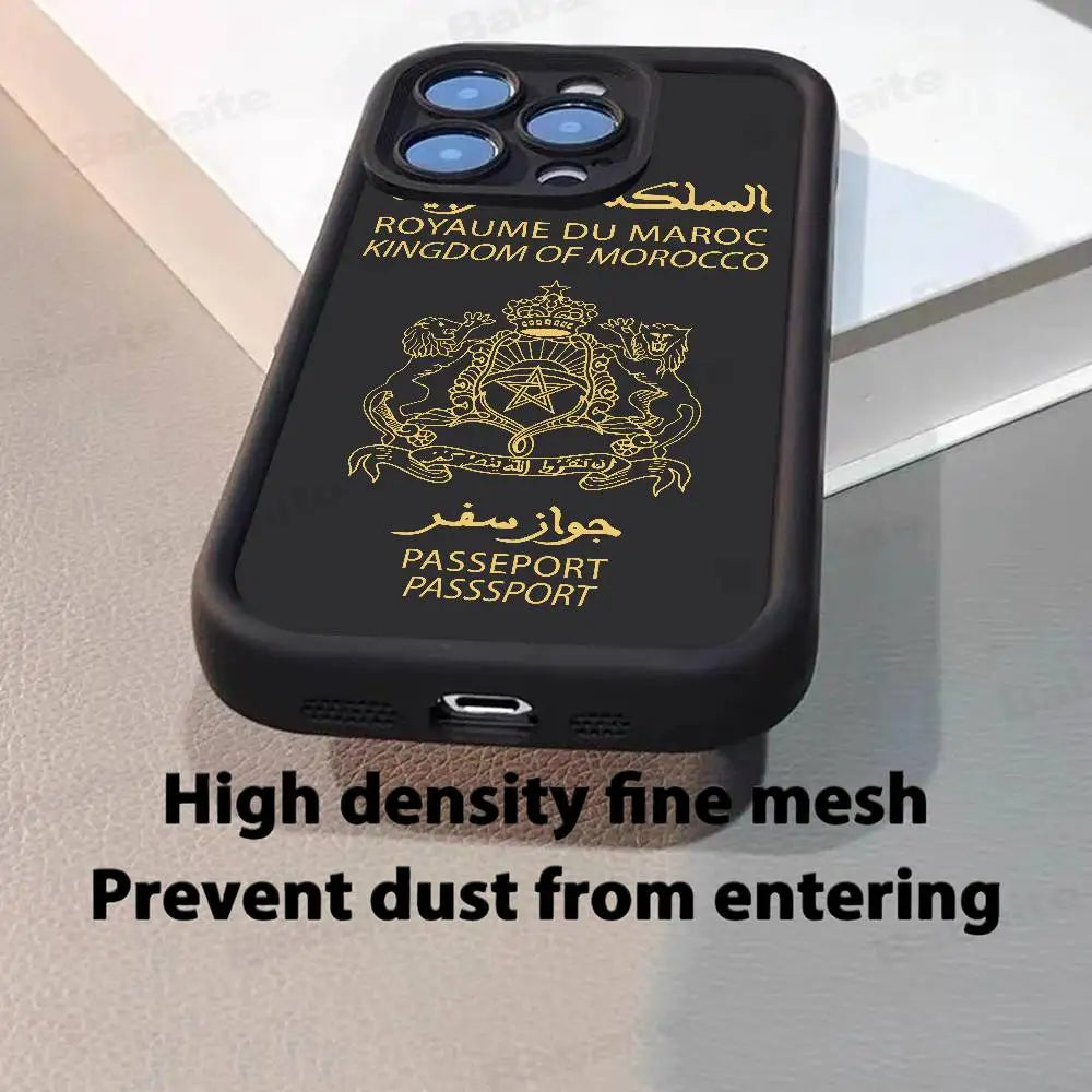 Morocco Passport Phone Case Silicone Phone Case For iPhone 17 Air 17 16 15 14 13 12 11 Plus Pro Max Shockproof Soft Cover