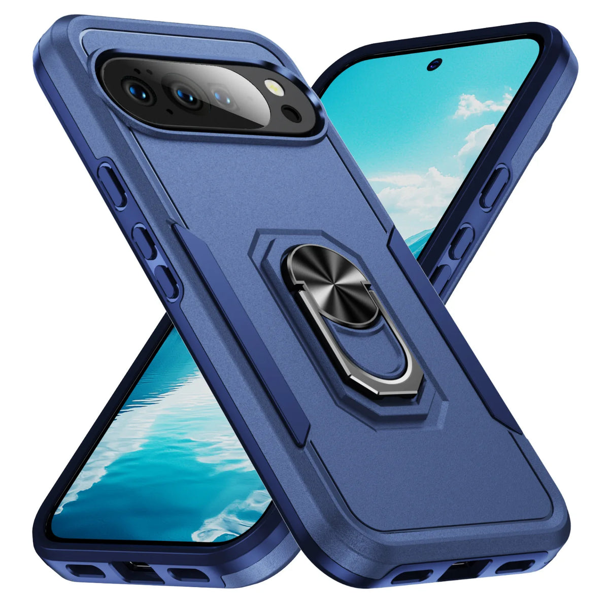 Hybrid Heavy-Duty Phone Case for Google Pixel 10 9 Pro XL 8A 7A 6A 6 7 8 Pro Rugged Matte Magnetic Ring Stand Shockproof Cover