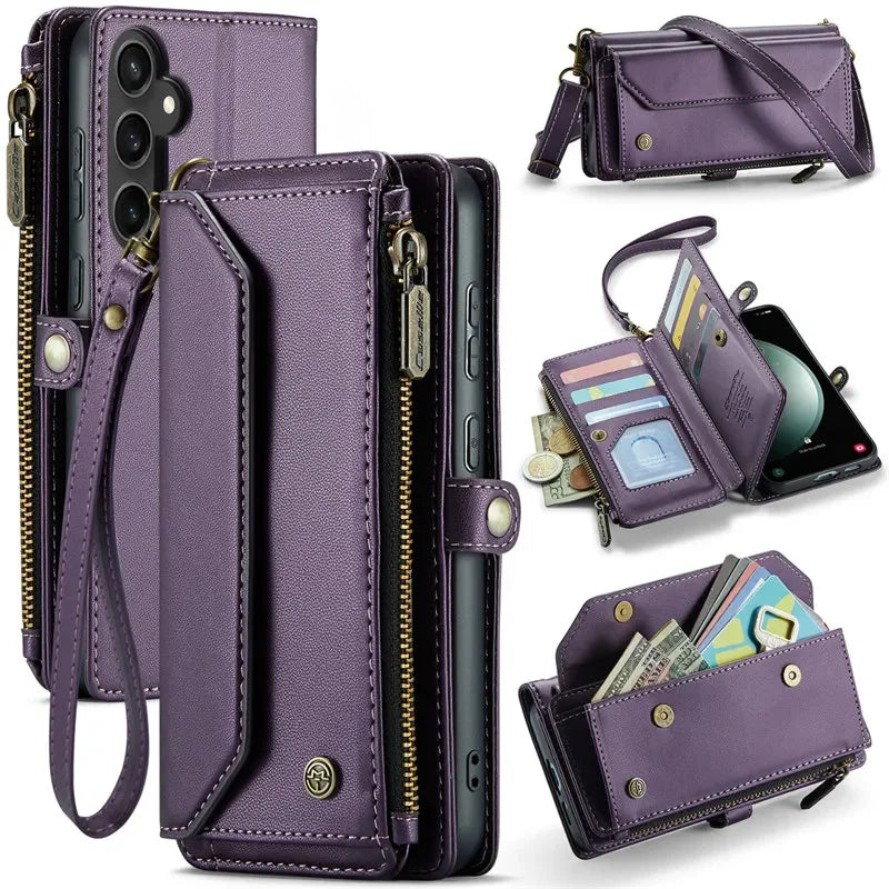 Crossbody Lanyard Wallet Case for Samsung Galaxy S26 S25 S24 Ultra S23 FE S22 Plus A17 A37 A57 A16 A36 A56 A15 A35 A55 Cover