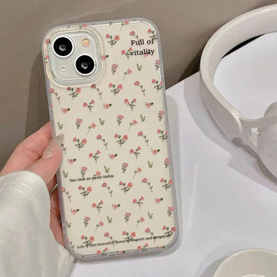 Flower Phone Case For iPhone 16 Pro Case iPhone 17 18 15 13 11 12 14 Pro Max Mini Shockproof Matte Transparent Aesthetic Cover